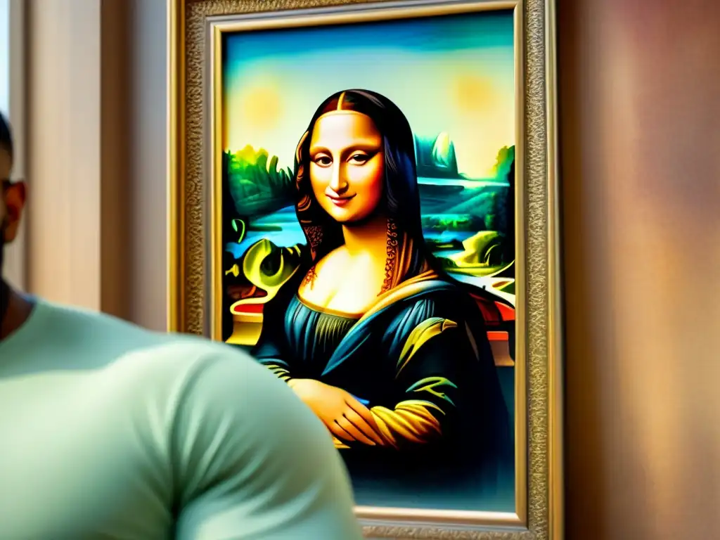 Una acuarela detallada de la enigmática sonrisa de la Mona Lisa, capturando cada matiz sutil y expresión de manera cautivadora