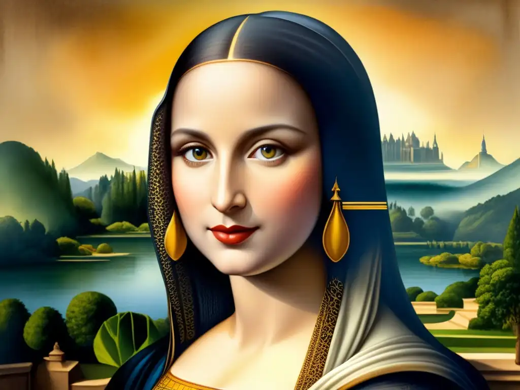 Una acuarela detallada de la enigmática sonrisa de Mona Lisa, con colores vibrantes y secretos científicos detrás