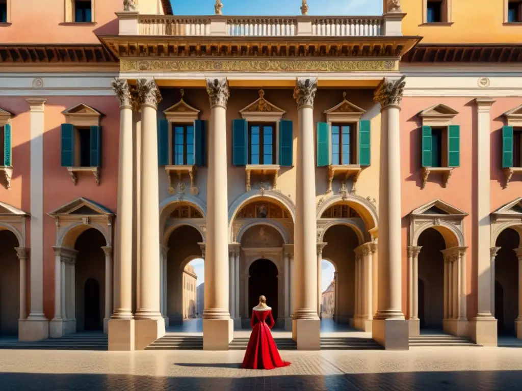 Una acuarela detallada del Palazzo del Te en Mantua, Italia, resaltando la grandiosidad y complejidad del Manierismo en la arquitectura