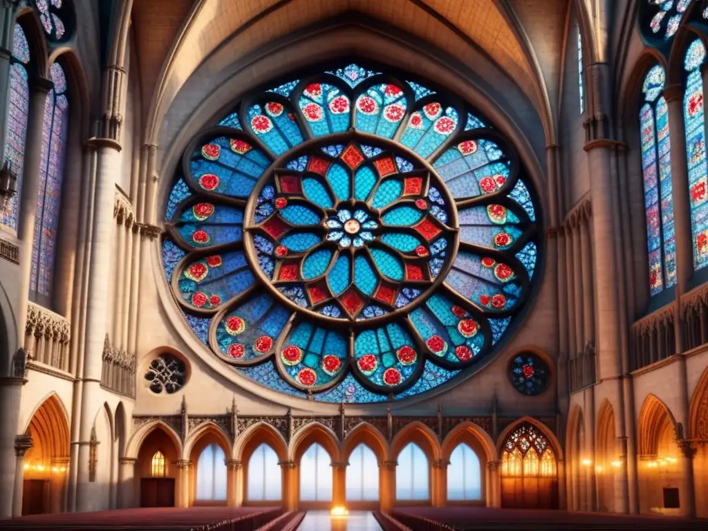 Una acuarela detallada de la rosa de Notre Dame en París, resaltando la belleza del arte visual en catedrales góticas