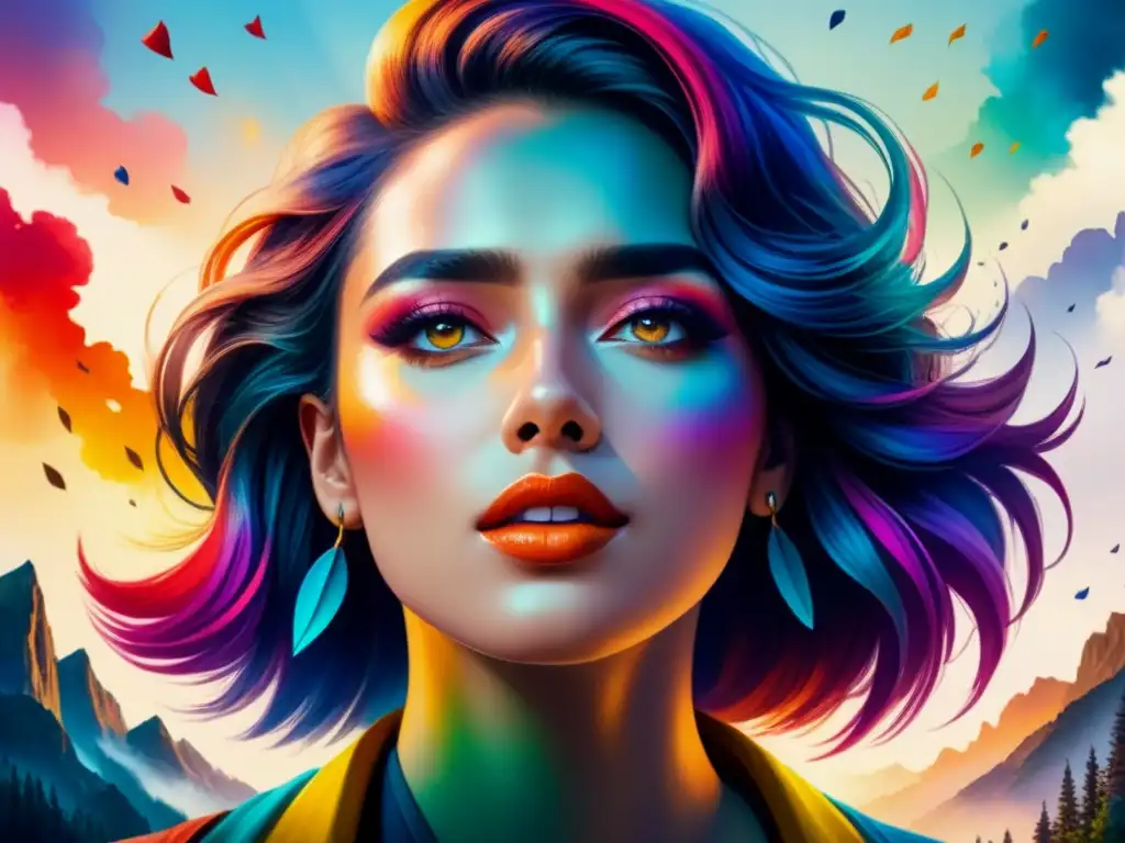 Acuarela expresiva: emociones en vibrantes colores y pinceladas, un viaje visual fascinante