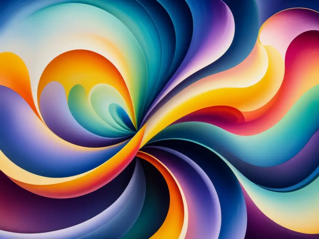 Una acuarela ultradetallada de formas abstractas vibrantes y arremolinadas en una explosión de colores, creando una composición armoniosa