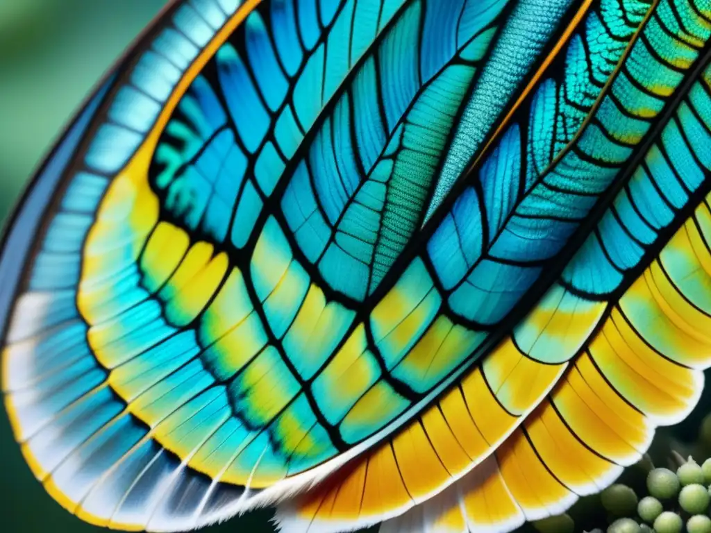 Alas de mariposa detalladas bajo microscopio: la ciencia inspira el arte con sus patrones y colores