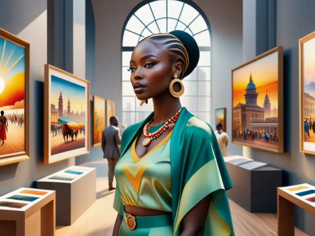 Una animada galería de arte en la ciudad con obras de artistas africanos