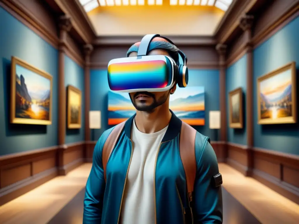 Arte interactivo en Realidad Virtual: Fusión de estilos clásico y digital en un museo vibrante