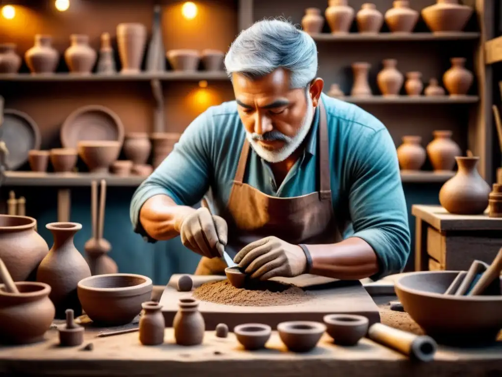 Un artista esculpe con detalle en un taller oscuro, revelando las técnicas de fundición en arte