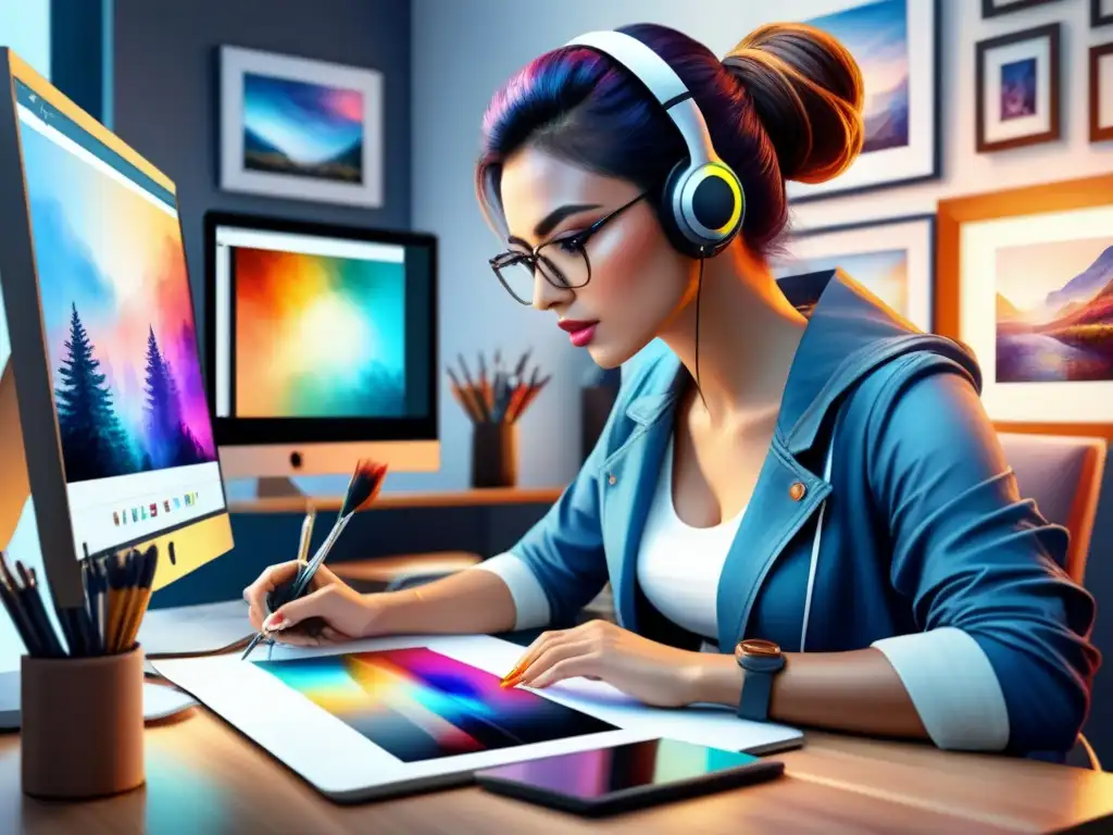 Un artista digital crea con maestría usando trucos avanzados Photoshop artistas digitales