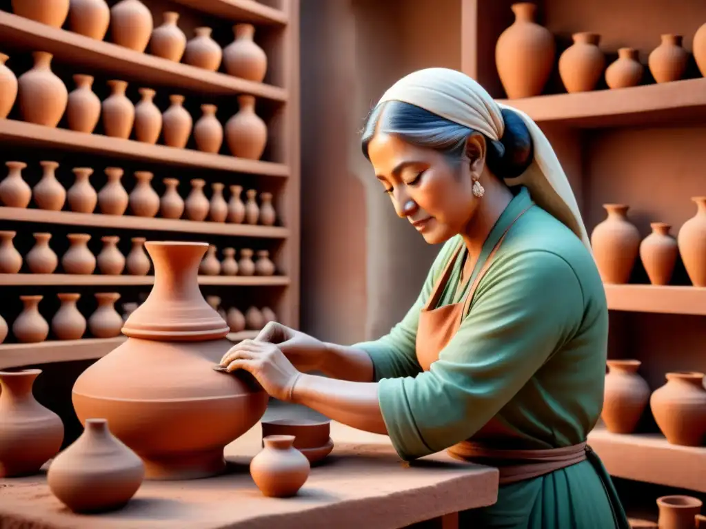 Un artista crea figuras de terracota con precisión y cuidado, mostrando el proceso paso a paso