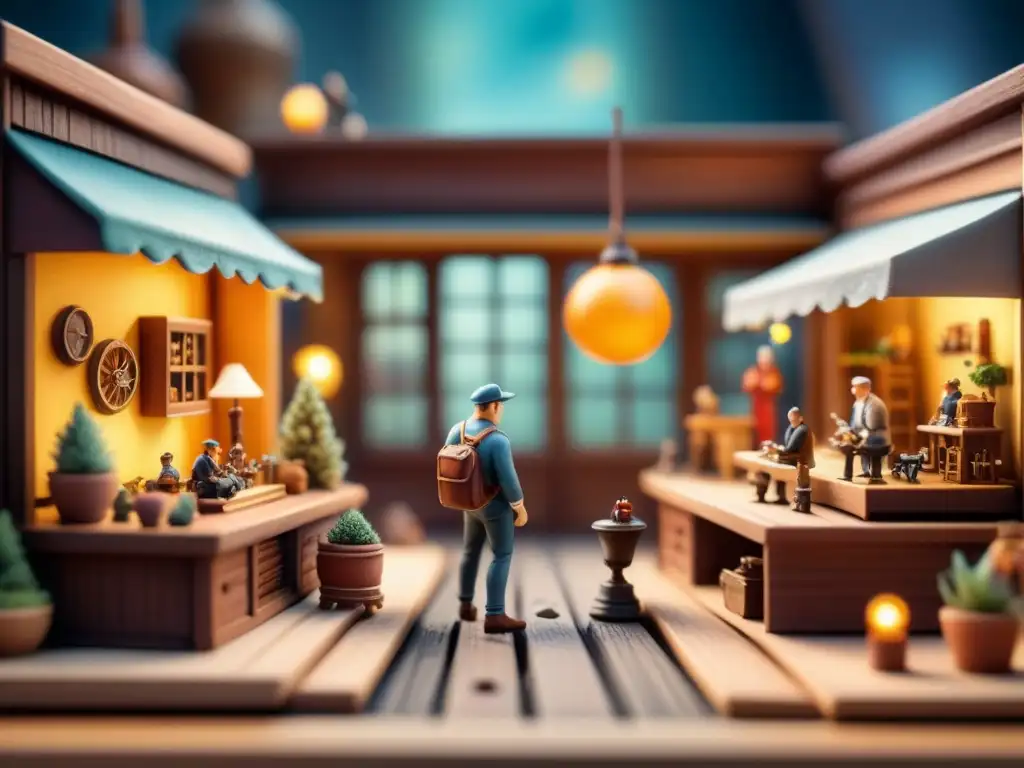 Un artista de stop motion trabaja con minuciosidad en un estudio vibrante