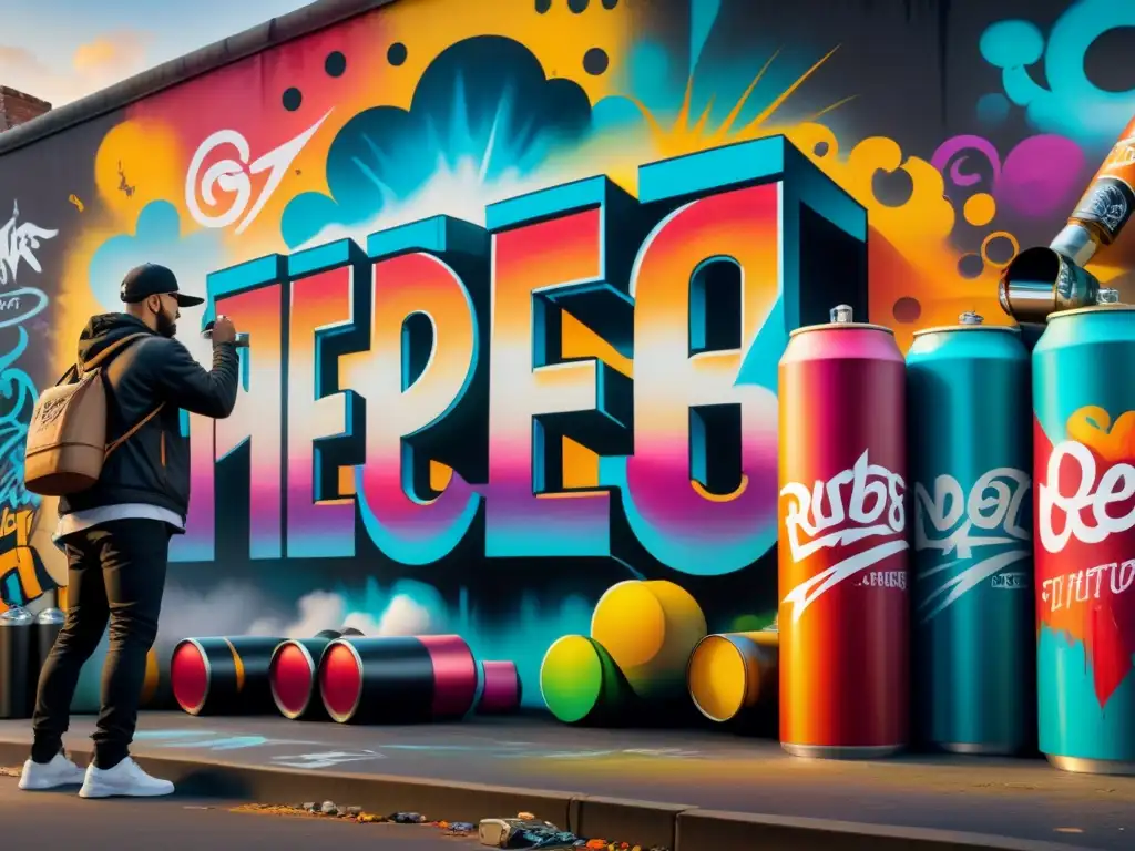 Un artista de graffiti crea una obra maestra, representando la historia y evolución del arte callejero