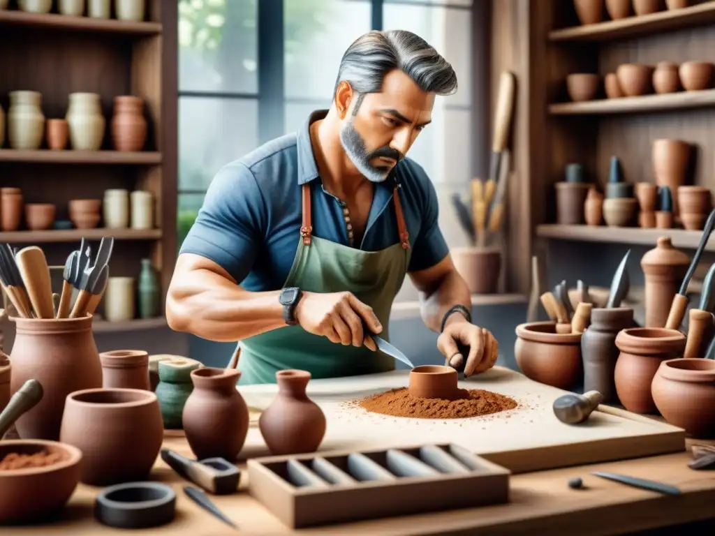 Artista modelando personaje de arcilla en la industria del entretenimiento