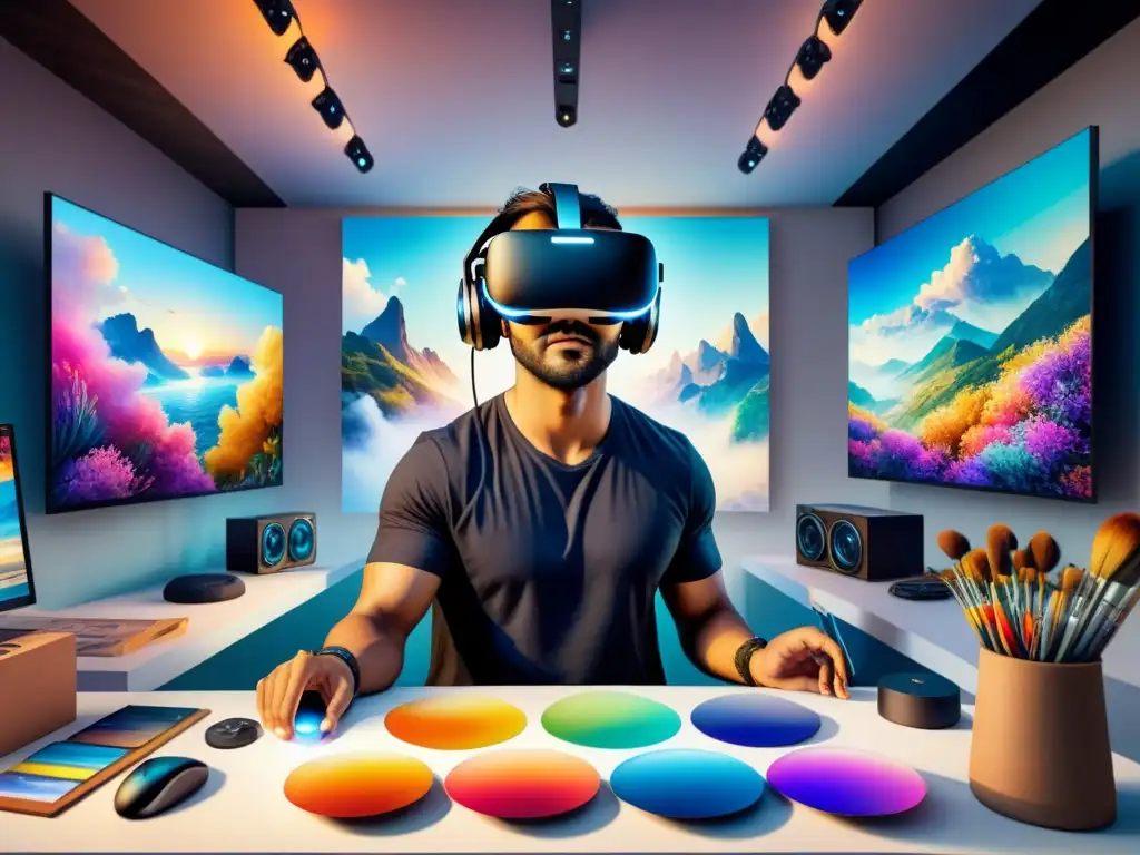 Artista en realidad virtual, fusionando lo tradicional con lo digital en un mundo de colores