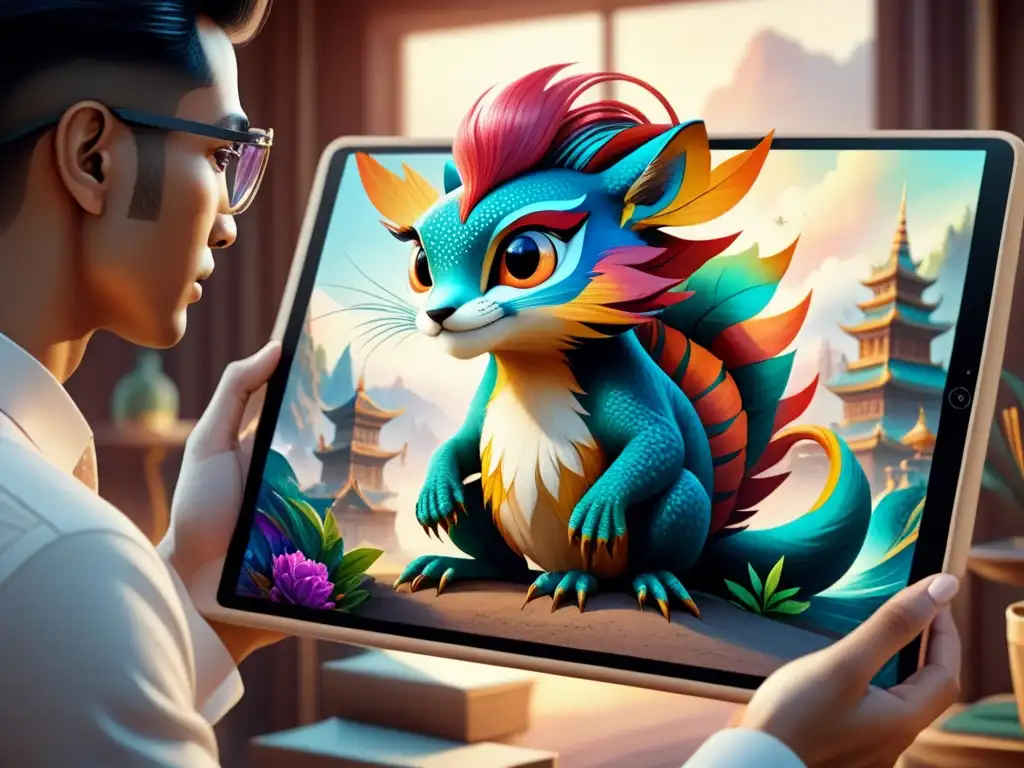 Un artista hábil fusiona técnicas tradicionales y animación digital para crear una historia de futuro en vibrantes colores