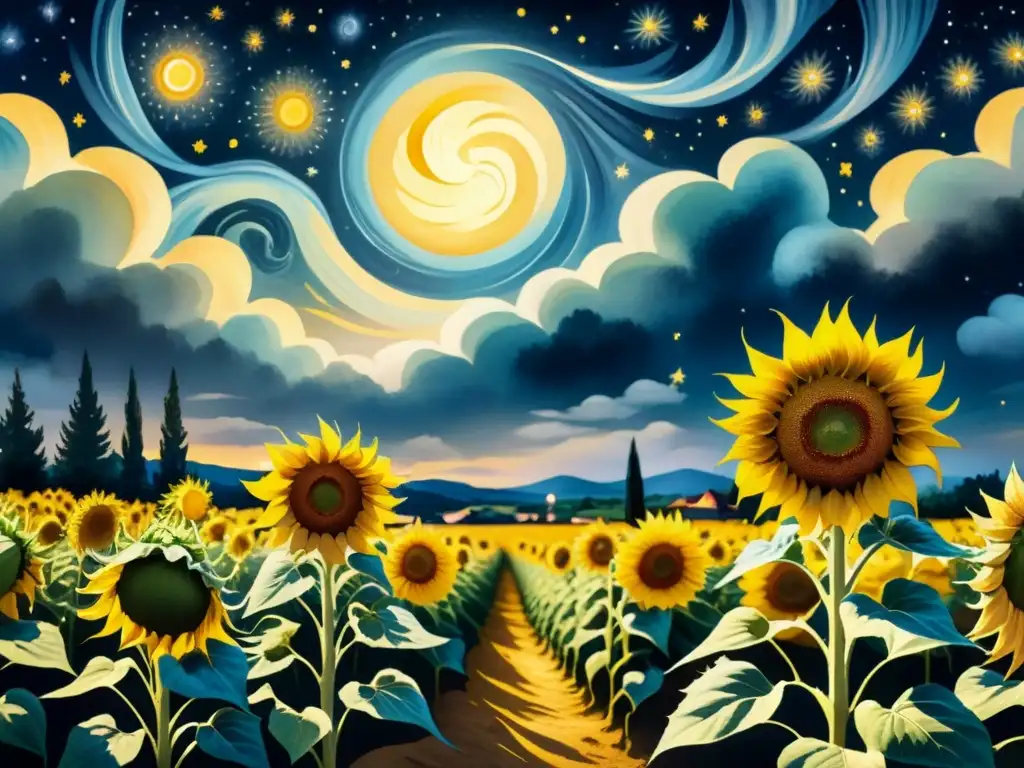 Campo de girasoles en la noche estrellada, influencia de Van Gogh en el Modernismo