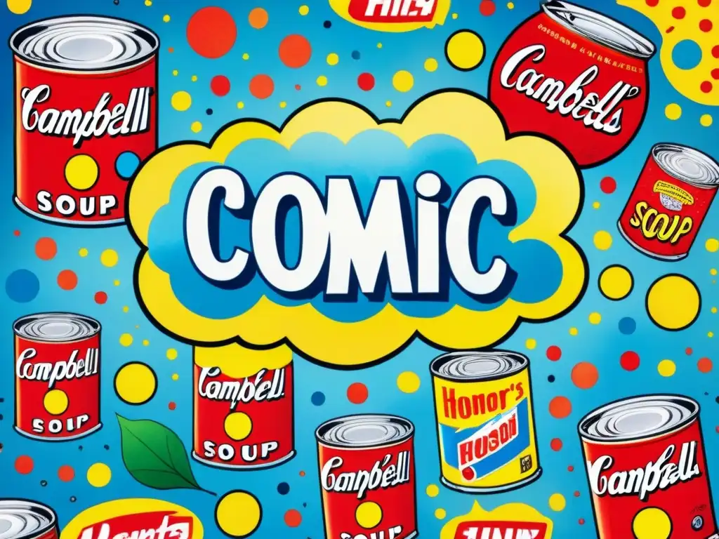 Pintura acuarela vibrante con elementos icónicos del Pop Art Un cautivador collage de elementos icónicos del Pop Art en acuarela vibrante, fusionando colores en una composición dinámica