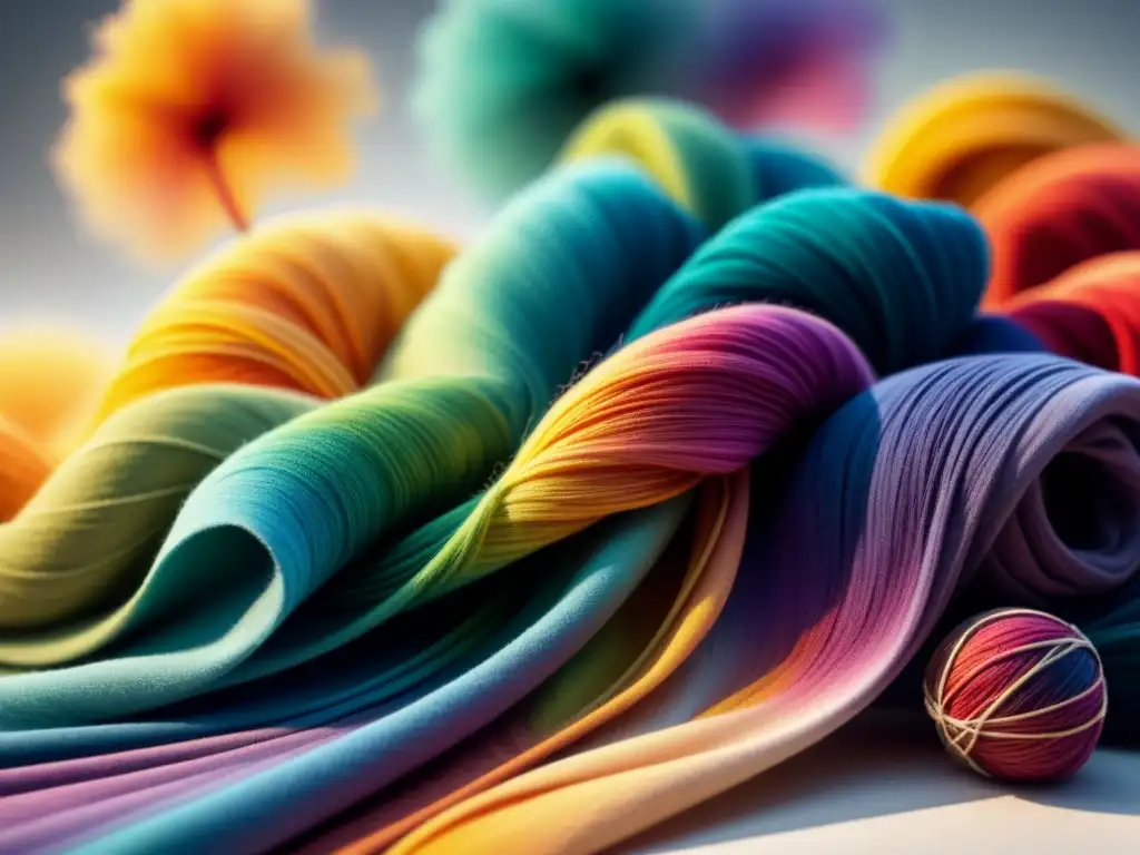 Colorida fusión de química textil y moda: moléculas de tinte unen fibras con vibrantes colores en ilustración detallada