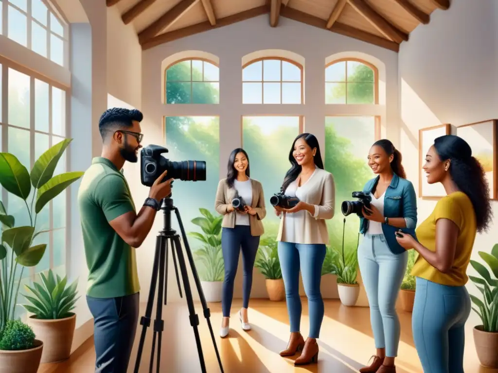 Terapia fotográfica: descubrimiento emocional en acuarela Una conmovedora terapia fotográfica para explorar emociones en grupo, capturando momentos de vulnerabilidad y autodescubrimiento