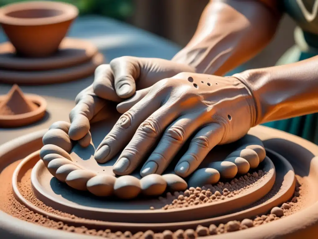 Delicadas manos moldean arcilla, reflejando la terapia artística modelando emociones