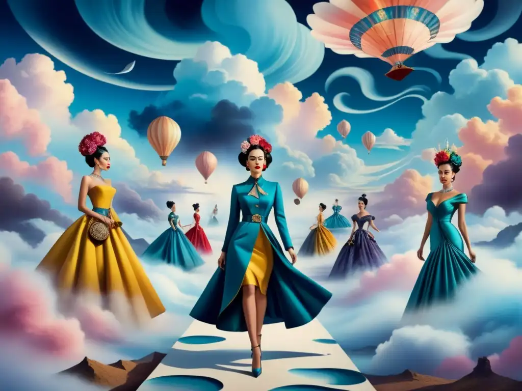 Pasarela surrealista: moda inspirada en Dalí, Magritte y Kahlo Desfile de moda surrealista contemporáneo inspirado en Dalí, Magritte y Kahlo, con escenografía onírica