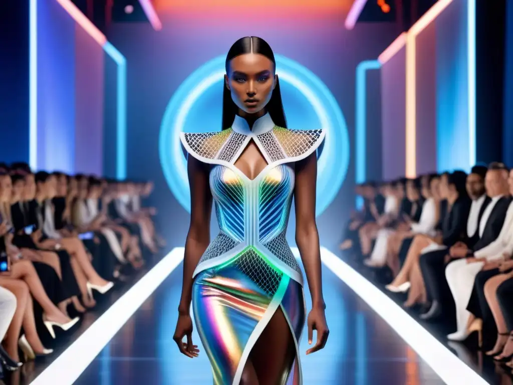 Deslumbrante desfile de moda futurista con impacto de impresión 3D en moda