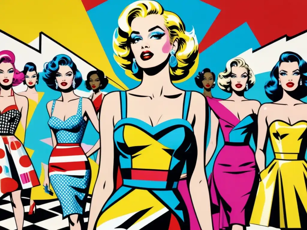 Deslumbrante desfile de moda con impacto del pop art en vestidos y accesorios inspirados en Lichtenstein y Warhol