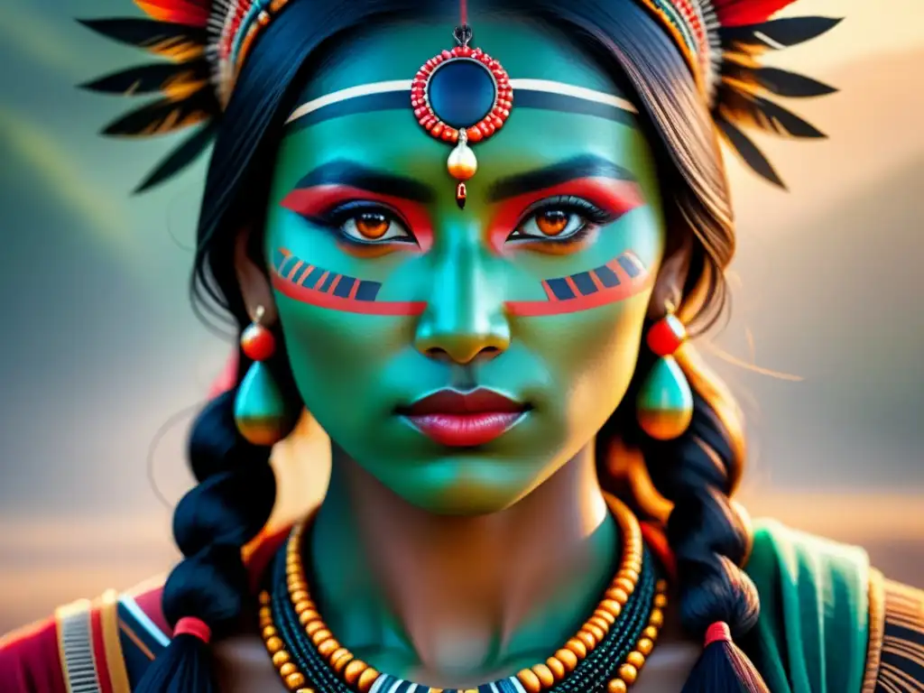 Pintura acuarela detallada: arte indígena vibrante Detallada acuarela de arte indígena con colores vibrantes y simbolismo cultural, tendencia en subastas