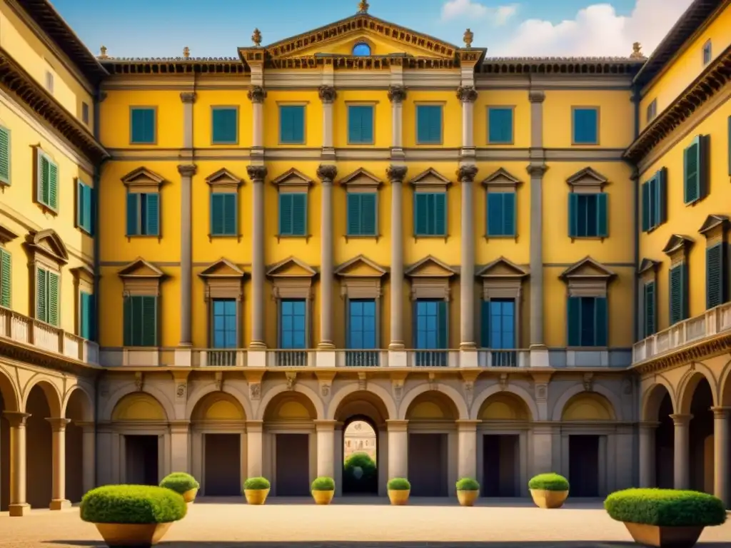 Detallada acuarela del Palazzo Pitti en Florencia, Italia