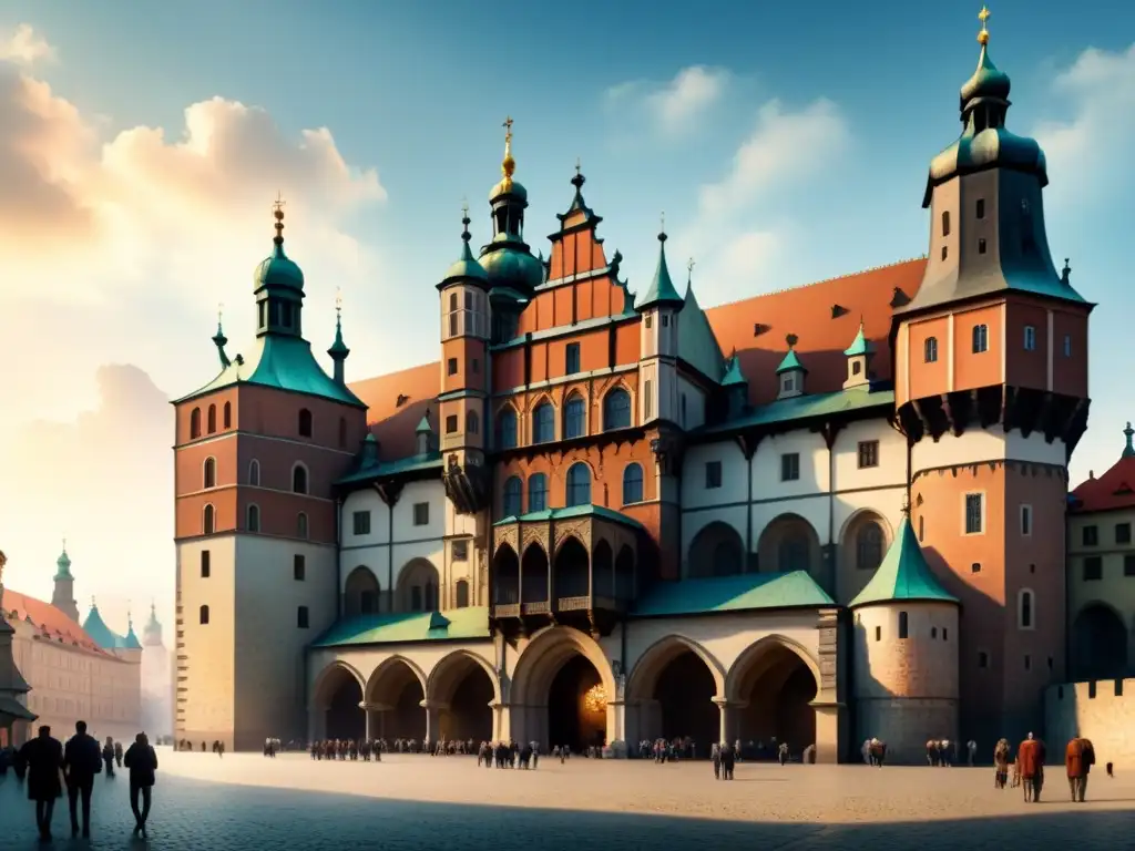 Ilustración detallada del Castillo de Wawel en Cracovia, Polonia