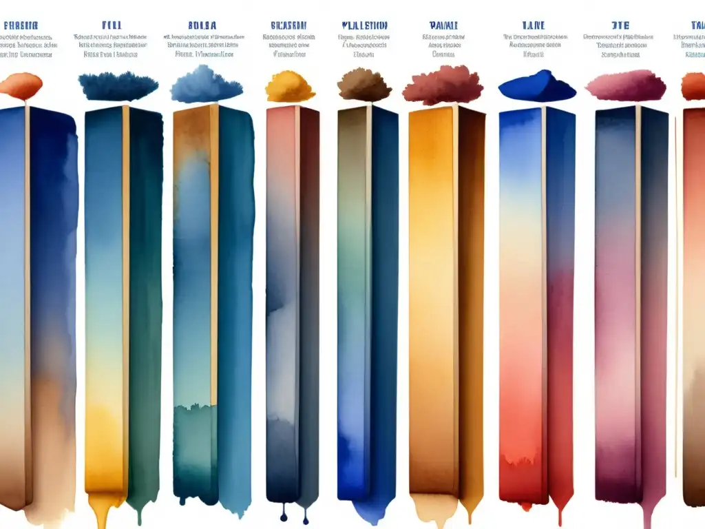 Detallada transformación paletas colores arte desde tonos antiguos a modernos en acuarela