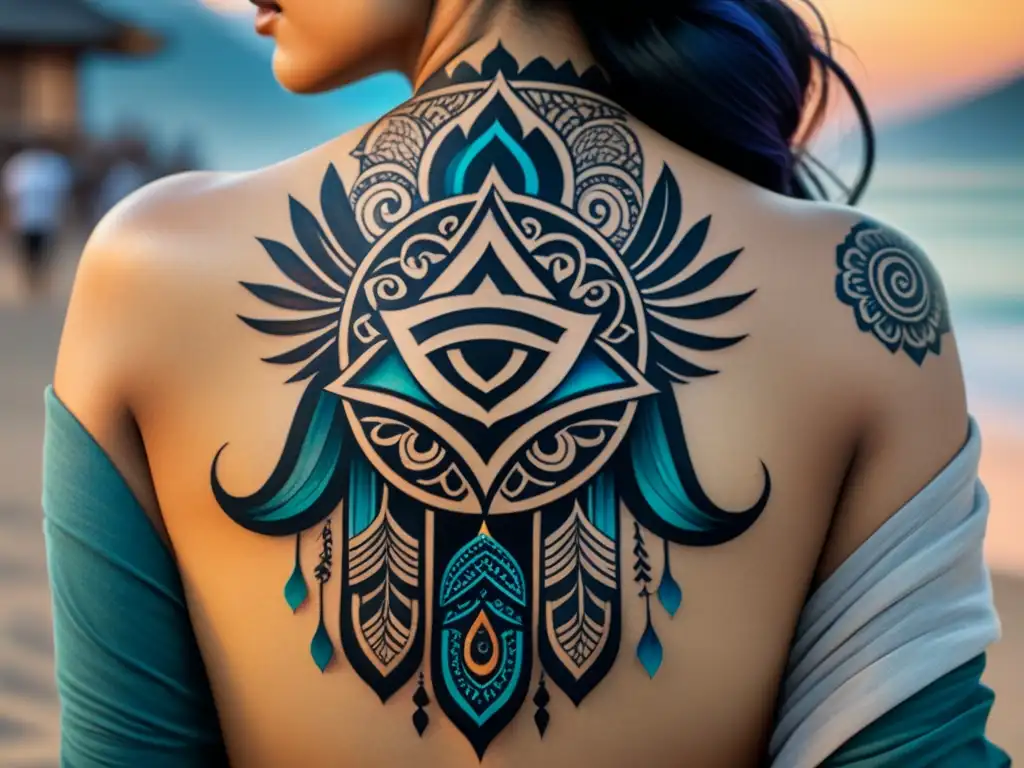 Un detallado cuadro de acuarela con una variedad de tatuajes espirituales de distintas culturas, cada diseño cargado de simbolismo y significado