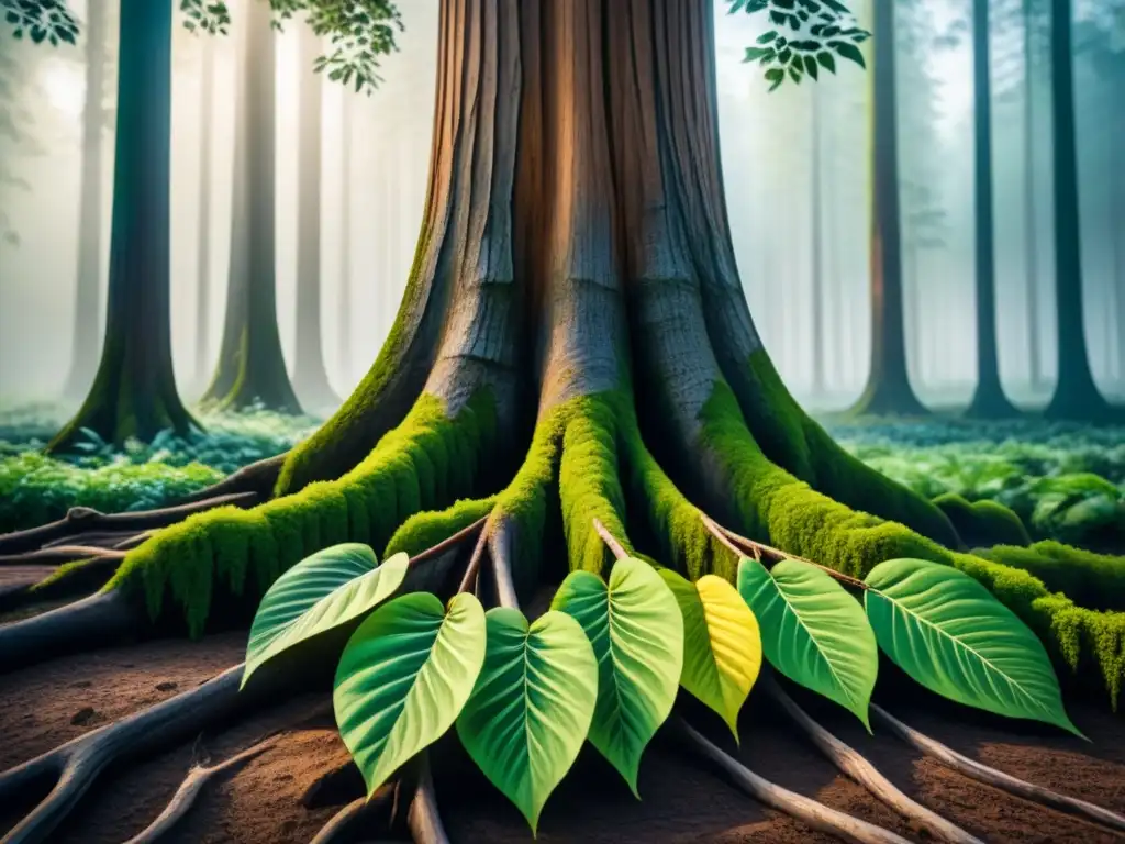 Obra maestra: detallado árbol en acuarela Detalle impresionante de un árbol en acuarela, con efectos de luz y sombra que realzan las técnicas y texturas de la acuarela