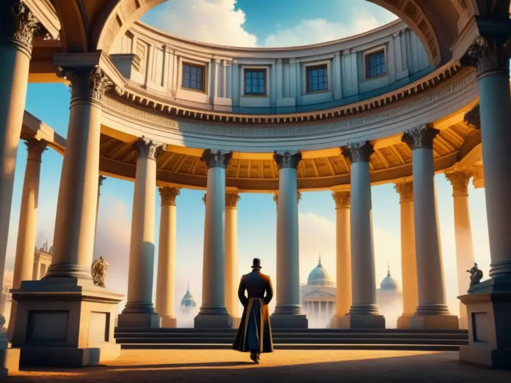 Detalle acuarela neoclásica majestuosa con obras neoclasicismo destacadas historia arte