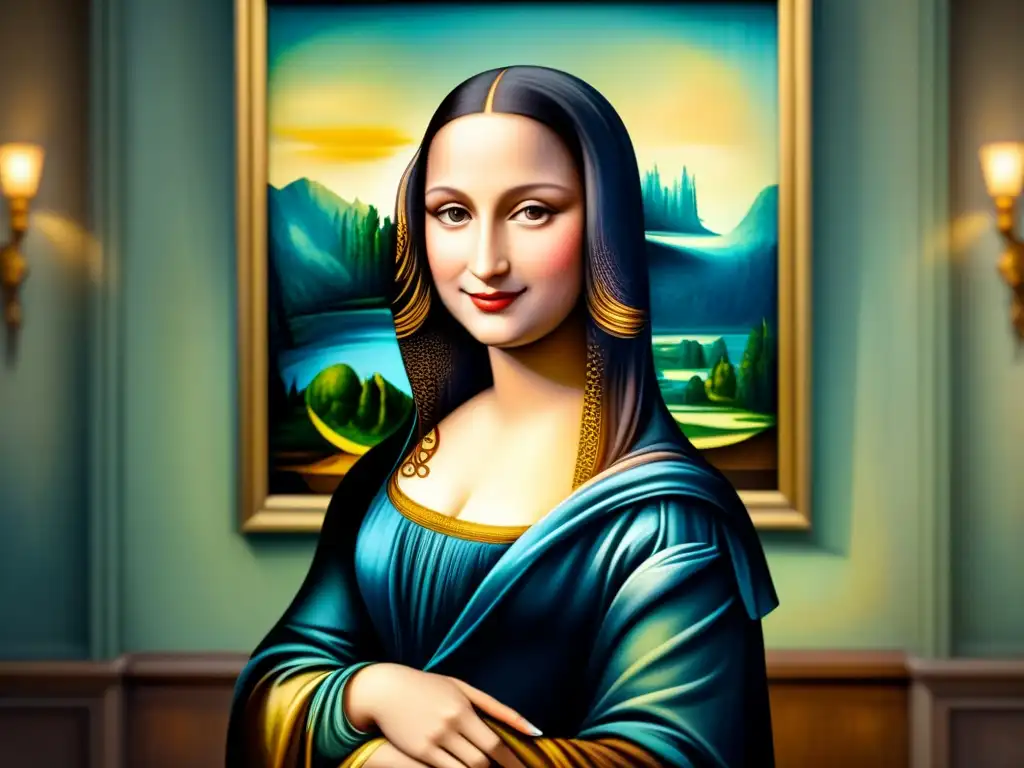 Detalle acuarela del enigmática sonrisa de la Mona Lisa con técnica sfumato Da Vinci