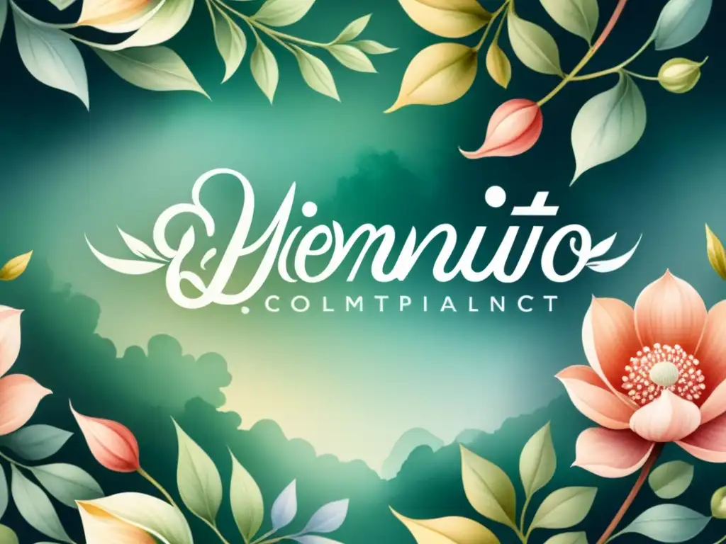 Detalle acuarela de diseño web moderno con motivos florales Art Nouveau y paleta de colores pastel