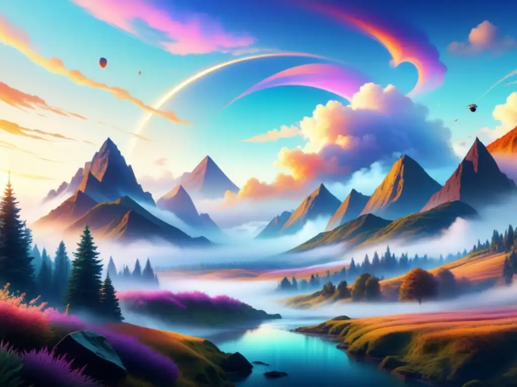 Ilustración acuarela de evolución efectos visuales animación con elementos tradicionales y futuristas, colores vibrantes y detalles intrincados