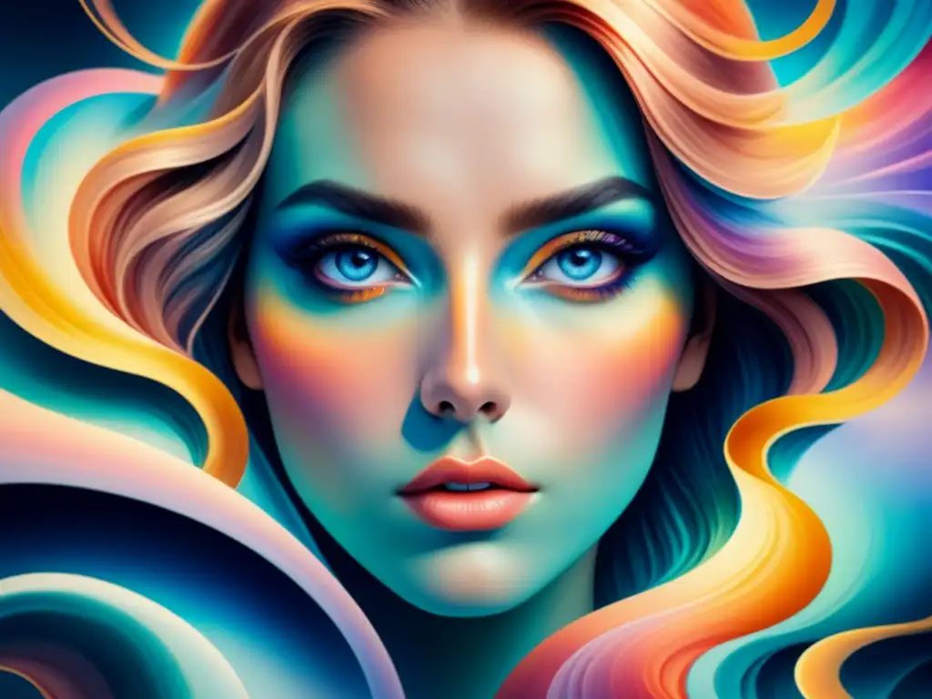 Enigmática fusión de realismo y arte abstracto en acuarela de 8k