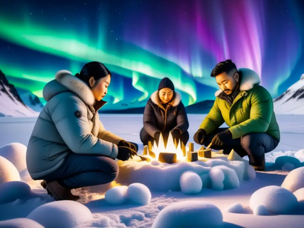 Escultores inuit esculpen bajo auroras boreales: Legado arte inuit esculturas modernas