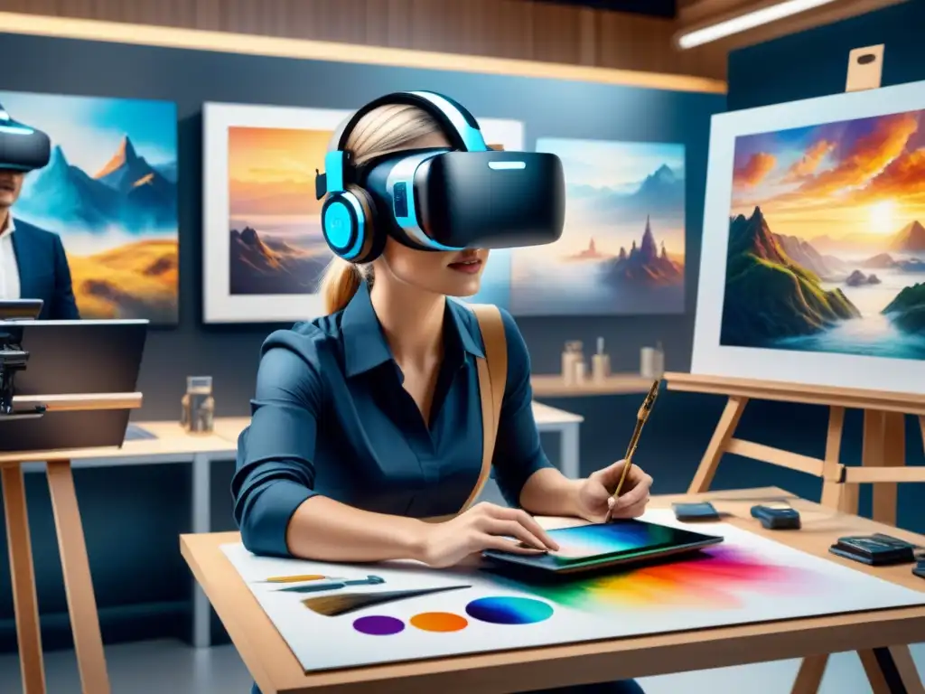 Estudiantes entusiastas crean arte en aulas de realidad virtual, fusionando tradición y tecnología