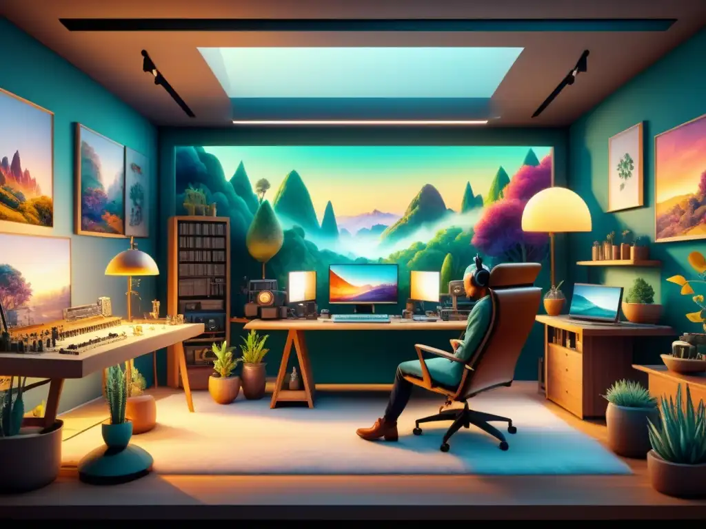 Estudio de animación experimental: creatividad en acción En un estudio de animación experimental, artistas crean con técnicas visuales innovadoras