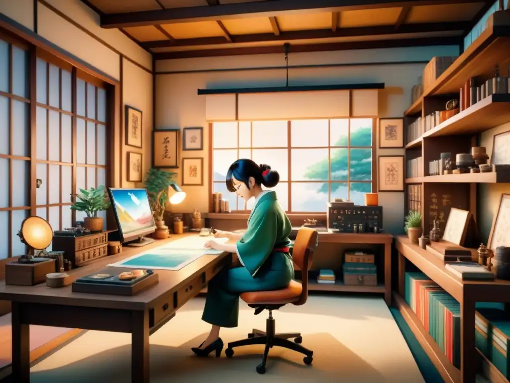 Un estudio de animación japonés lleno de detalladas técnicas de animación japonesa