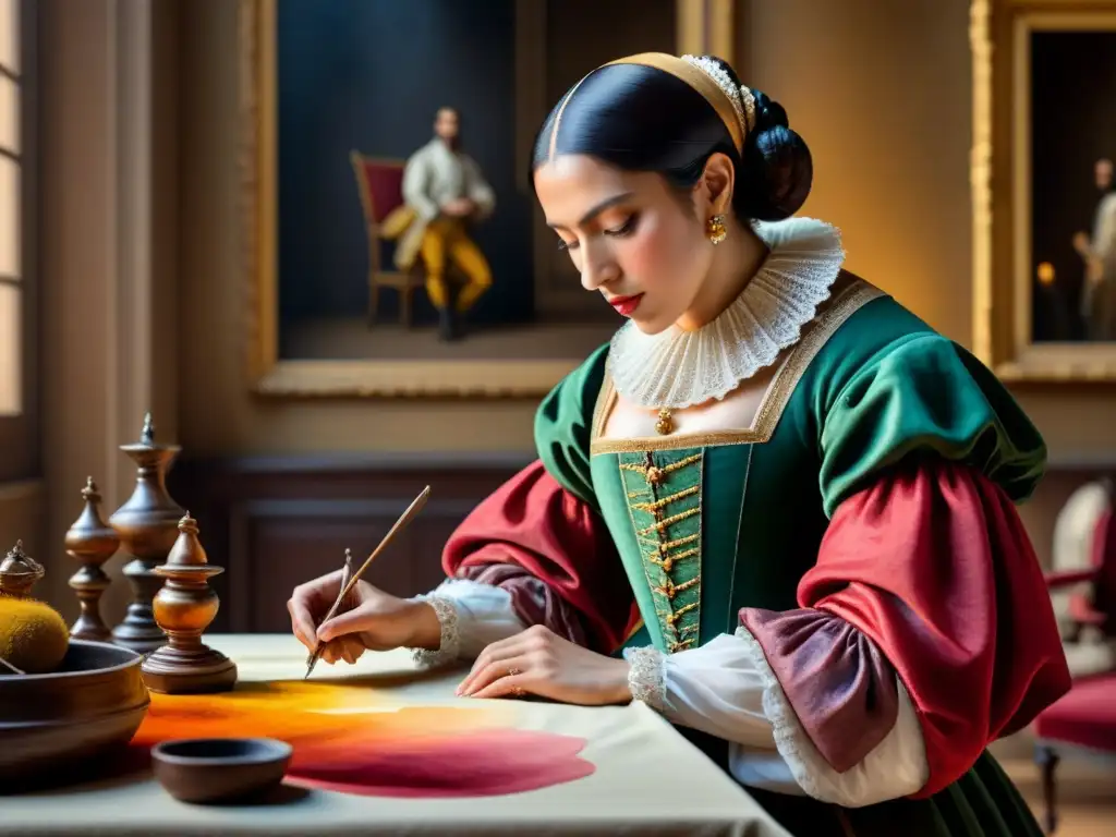 En el estudio de Velázquez, el maestro del Barroco mezcla colores en su paleta con maestría