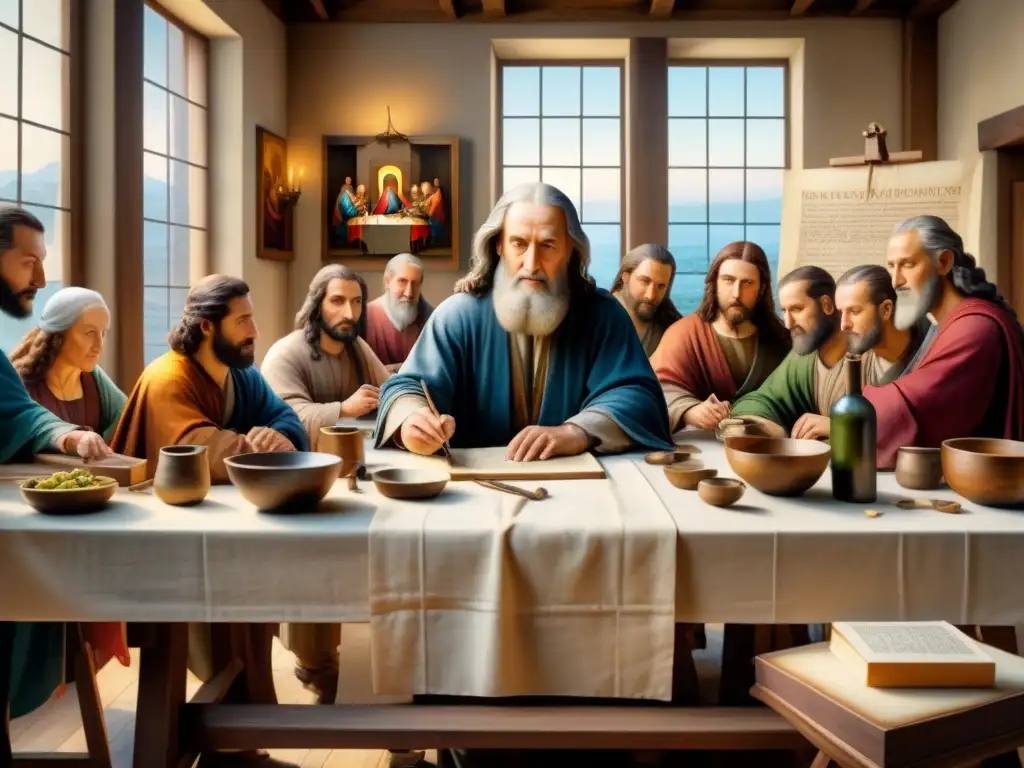 Leonardo da Vinci en su estudio, creando 'La Última Cena'