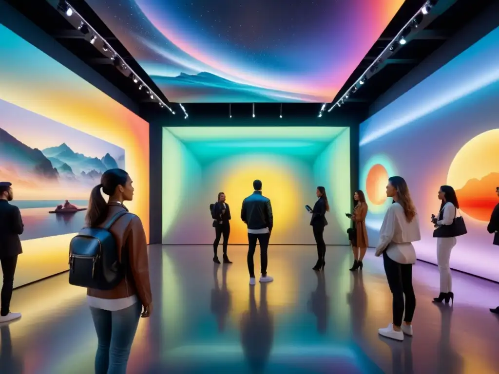 Experiencia inmersiva de realidad virtual en exposiciones artísticas futuristas