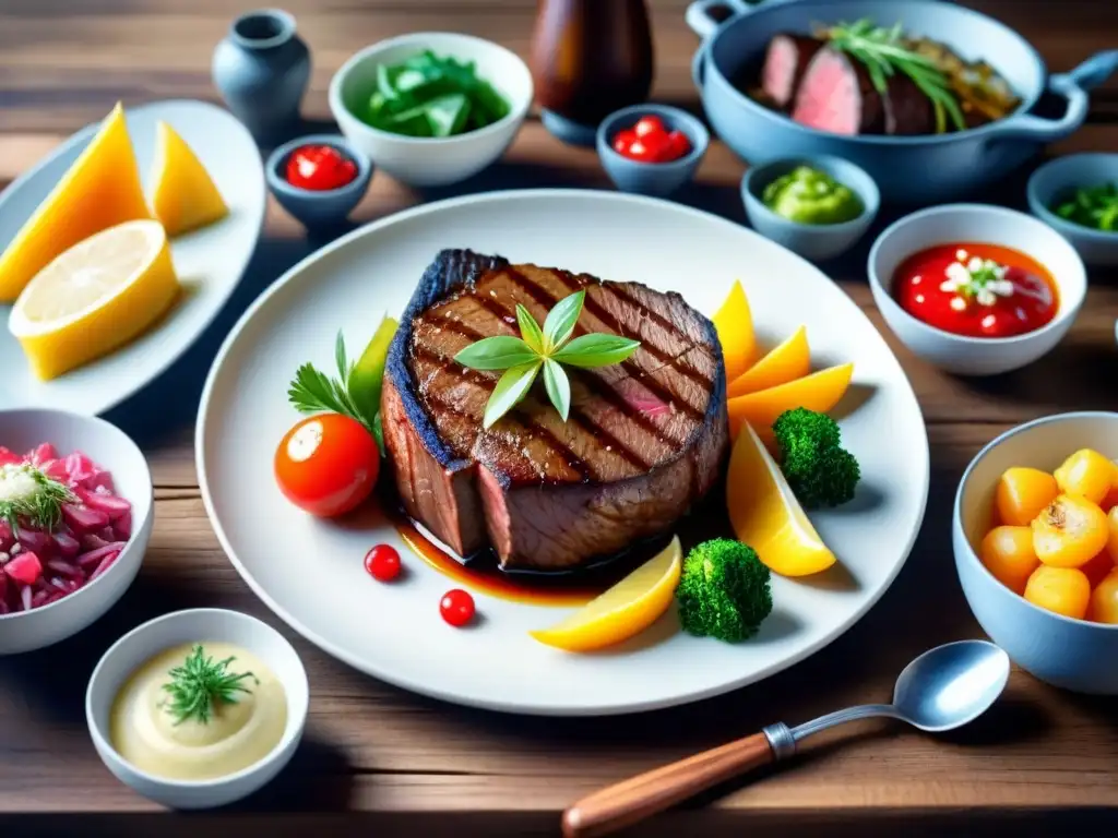 Una exquisita pintura acuarela detallada de un banquete gourmet, técnicas fotografía alimentos gourmet