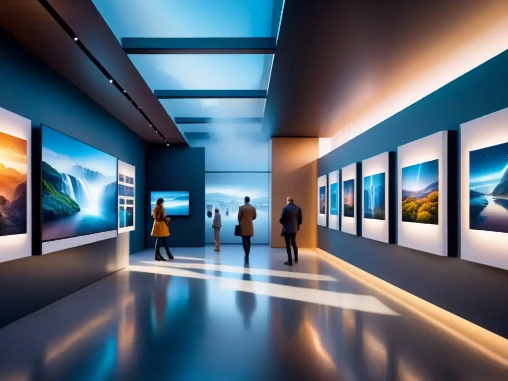 Galaxia de arte futurista: exhibición interactiva y vibrante Un futurista y vibrante arte interactivo con ciencia en una galería de arte