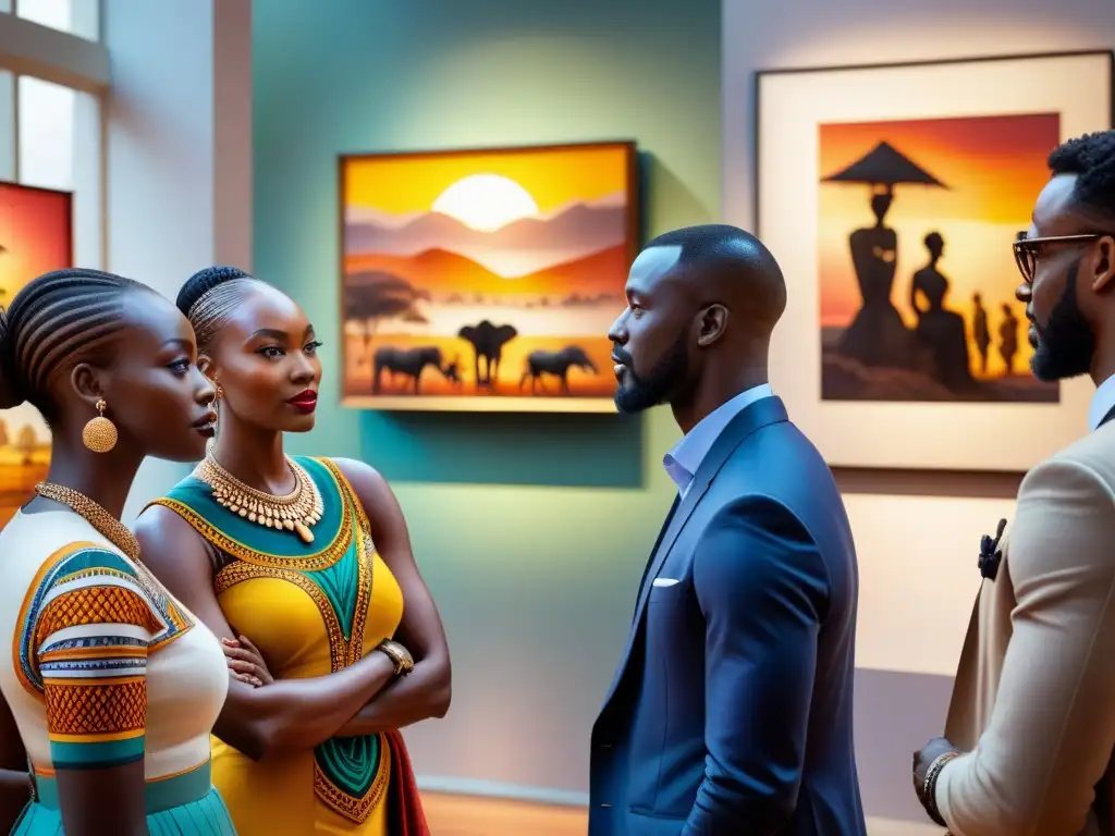 Una galería africana llena de arte vibrante y diversidad, donde la importancia de eventos artísticos en África se manifiesta en cada rincón