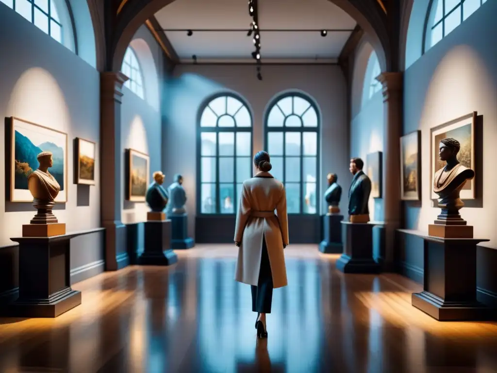 Acogedora galería de arte iluminada por la luz natural Una galería de arte serena con diversa obra, iluminada por luz natural