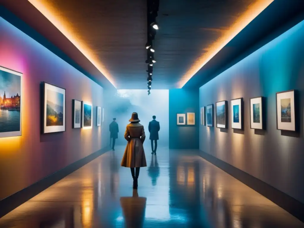 Una galería subterránea iluminada por arte colorido en galerías subterráneas