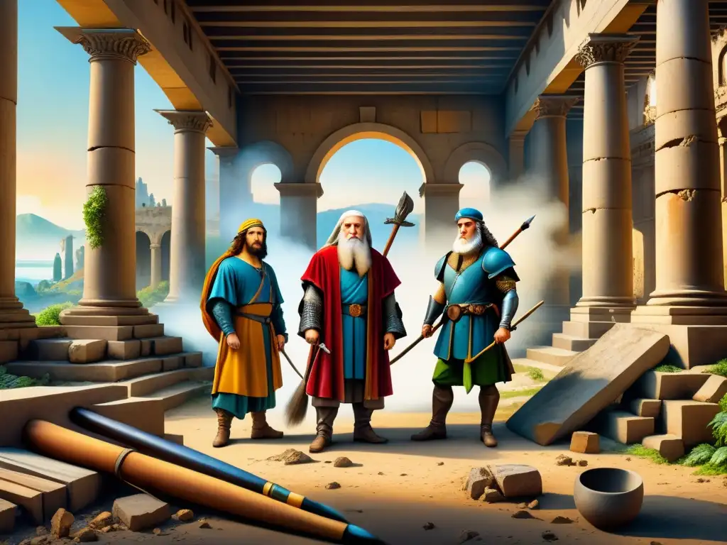 Un grupo de artistas del Renacimiento, como Leonardo da Vinci y Miguel Ángel, resurge en un paisaje de creatividad post guerras