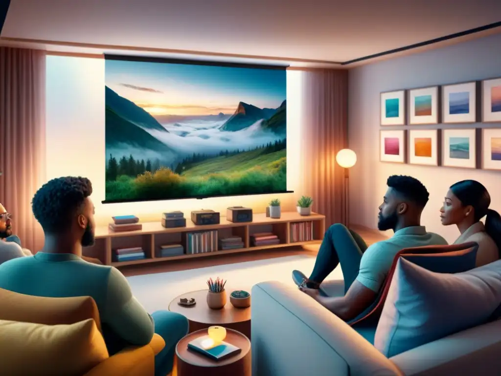 Un grupo diverso disfruta de películas emocionales en una sala de terapia artística